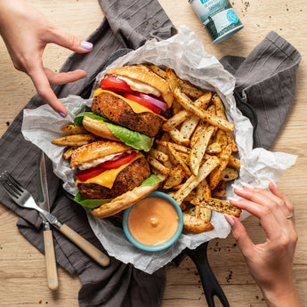 Shony burgers with handmade chips