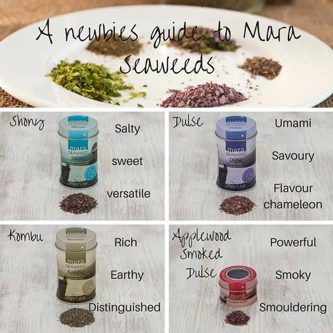 Picture chart of the flavours of Mara Seaweed